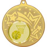 Медаль №982-1274 (Баскетбол, диаметр 45 мм (Медаль цвет золото плюс жетон для вклейки) Место для вставок: обратная сторона диаметр 40 мм)