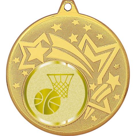Медаль №982-1274 (Баскетбол, диаметр 45 мм (Медаль цвет золото плюс жетон для вклейки) Место для вставок: обратная сторона диаметр 40 мм)