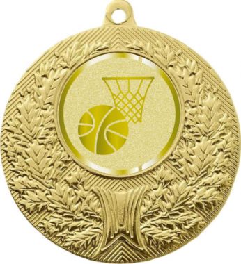 Медаль №982-192 (Баскетбол, диаметр 50 мм (Медаль цвет золото плюс жетон для вклейки) Место для вставок: обратная сторона диаметр 45 мм)