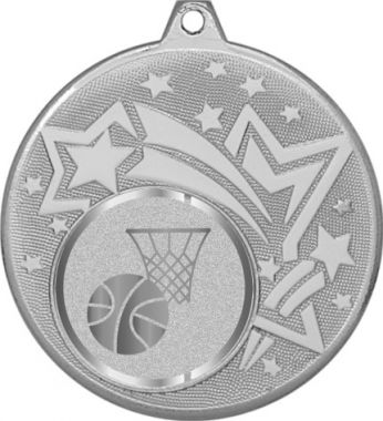 Медаль №982-1274 (Баскетбол, диаметр 45 мм (Медаль цвет серебро плюс жетон для вклейки) Место для вставок: обратная сторона диаметр 40 мм)