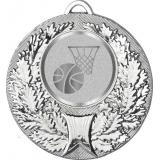 Медаль №982-192 (Баскетбол, диаметр 50 мм (Медаль цвет серебро плюс жетон для вклейки) Место для вставок: обратная сторона диаметр 45 мм)