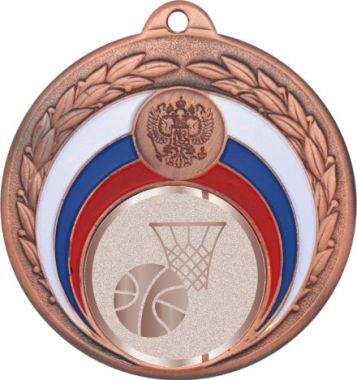 Медаль №982-196 (Баскетбол, диаметр 50 мм (Медаль цвет бронза плюс жетон для вклейки) Место для вставок: обратная сторона диаметр 45 мм)