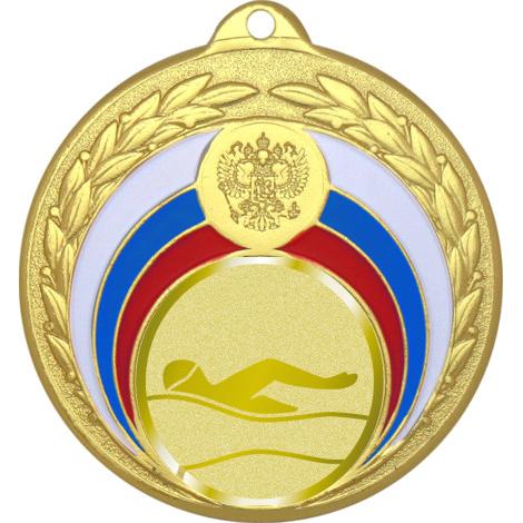 Медаль №985-196 (Плавание, диаметр 50 мм (Медаль цвет золото плюс жетон для вклейки) Место для вставок: обратная сторона диаметр 45 мм)