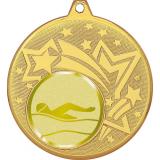 Медаль №985-27 (Плавание, диаметр 45 мм (Медаль цвет золото плюс жетон для вклейки) Место для вставок: обратная сторона диаметр 39 мм)