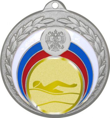 Медаль №985-196 (Плавание, диаметр 50 мм (Медаль цвет серебро плюс жетон для вклейки) Место для вставок: обратная сторона диаметр 45 мм)