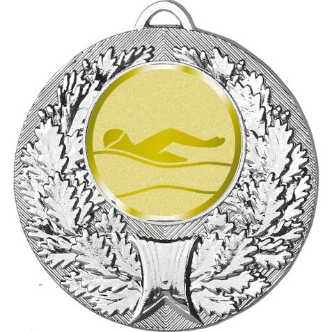 Медаль №985-192 (Плавание, диаметр 50 мм (Медаль цвет серебро плюс жетон для вклейки) Место для вставок: обратная сторона диаметр 45 мм)