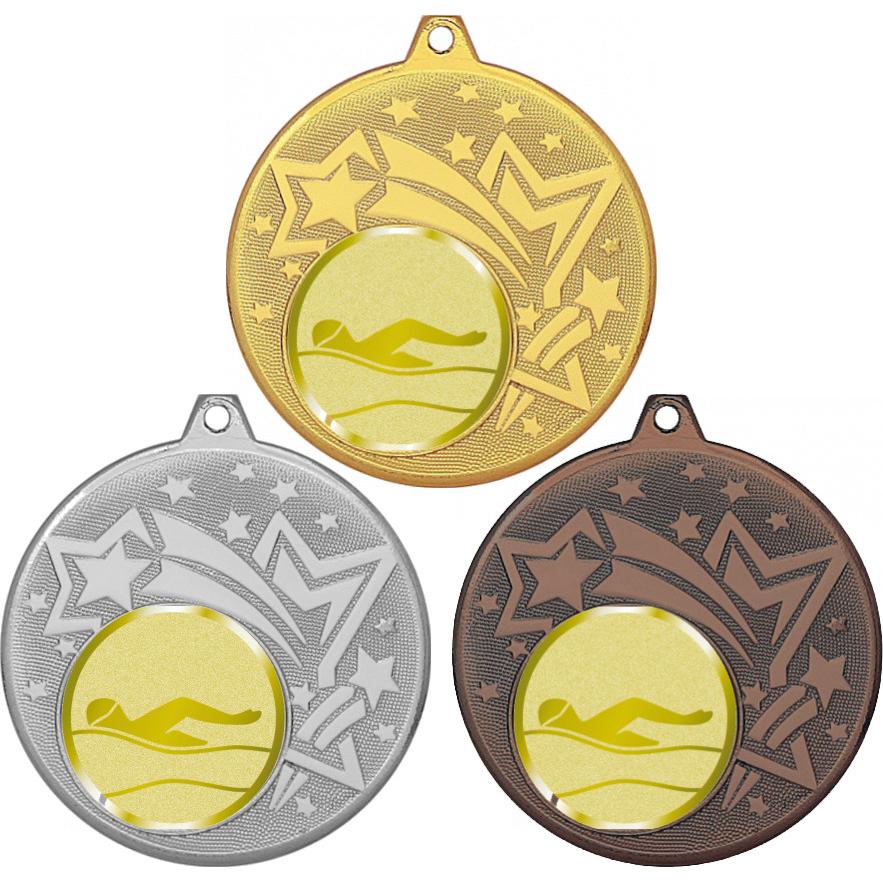 Комплект медалей №985-1274 (Плавание, диаметр 45 мм (Три медали плюс три жетона для вклейки) Место для вставок: обратная сторона диаметр 40 мм)