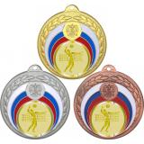 Комплект медалей №988-196 (Волейбол, диаметр 50 мм (Три медали плюс три жетона для вклейки) Место для вставок: обратная сторона диаметр 45 мм)