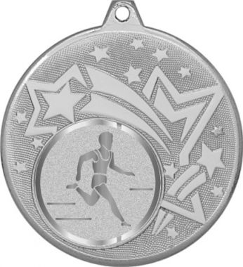 Медаль №989-1274 (Бег, диаметр 45 мм (Медаль цвет серебро плюс жетон для вклейки) Место для вставок: обратная сторона диаметр 40 мм)