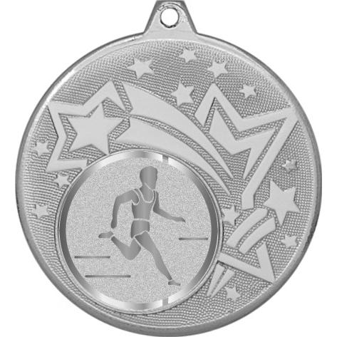Медаль №989-1274 (Бег, диаметр 45 мм (Медаль цвет серебро плюс жетон для вклейки) Место для вставок: обратная сторона диаметр 40 мм)