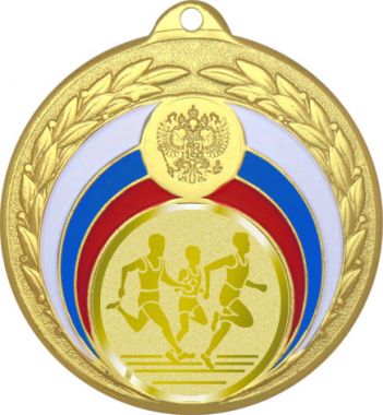 Медаль №992-196 (Бег, диаметр 50 мм (Медаль цвет золото плюс жетон для вклейки) Место для вставок: обратная сторона диаметр 45 мм)
