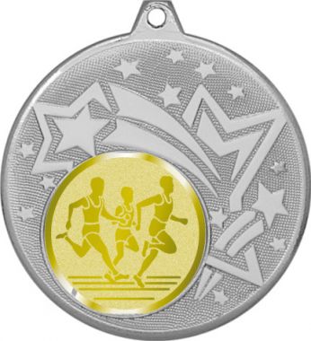 Медаль №992-1274 (Бег, диаметр 45 мм (Медаль цвет серебро плюс жетон для вклейки) Место для вставок: обратная сторона диаметр 40 мм)