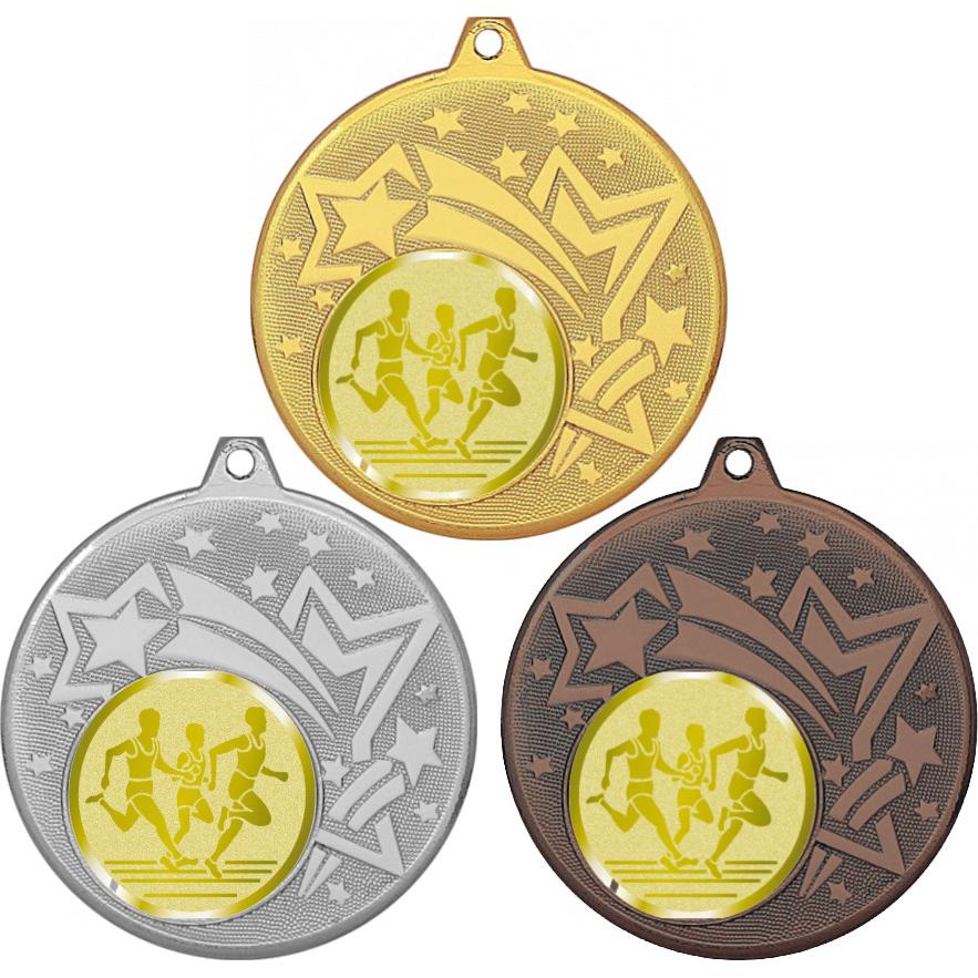Комплект медалей №992-1274 (Бег, диаметр 45 мм (Три медали плюс три жетона для вклейки) Место для вставок: обратная сторона диаметр 40 мм)