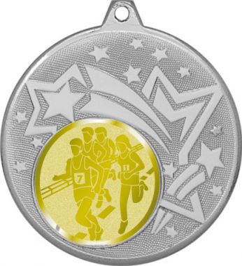 Медаль №995-27 (Бег, диаметр 45 мм (Медаль цвет серебро плюс жетон для вклейки) Место для вставок: обратная сторона диаметр 39 мм)