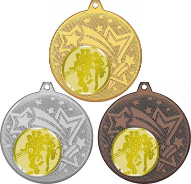 Комплект медалей №995-27 (Бег, диаметр 45 мм (Три медали плюс три жетона для вклейки) Место для вставок: обратная сторона диаметр 39 мм)