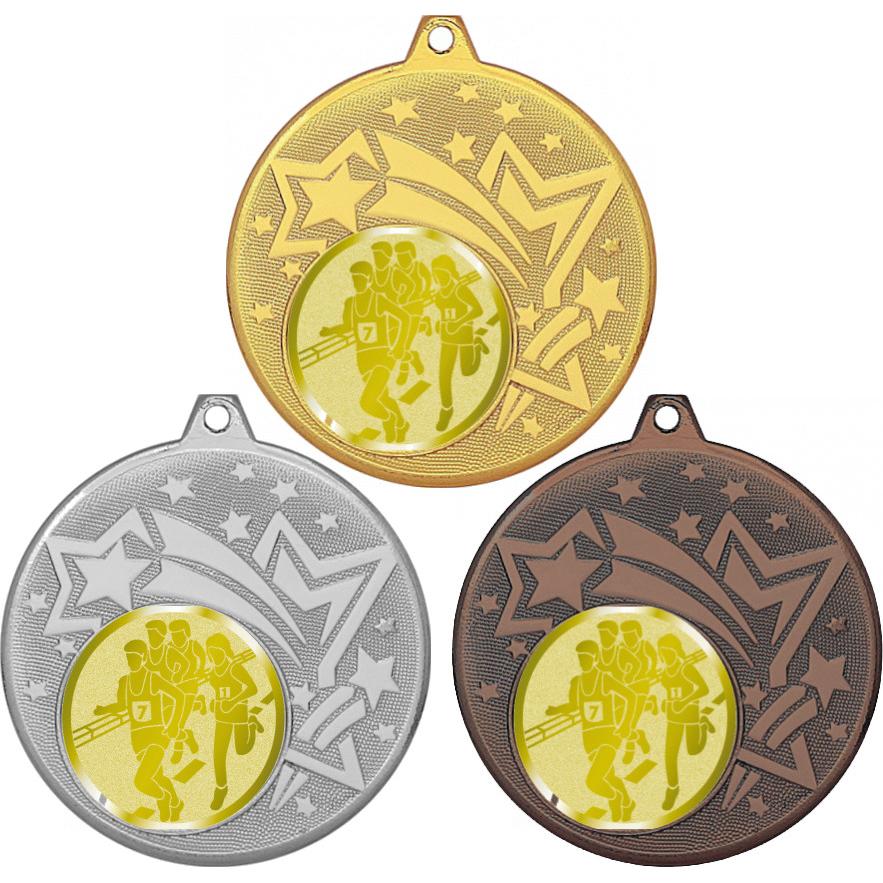 Комплект медалей №995-1274 (Бег, диаметр 45 мм (Три медали плюс три жетона для вклейки) Место для вставок: обратная сторона диаметр 40 мм)
