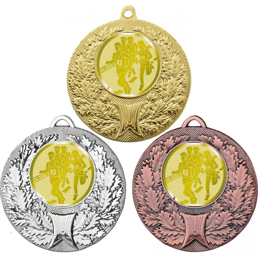 Комплект медалей №995-192 (Бег, диаметр 50 мм (Три медали плюс три жетона для вклейки) Место для вставок: обратная сторона диаметр 45 мм)