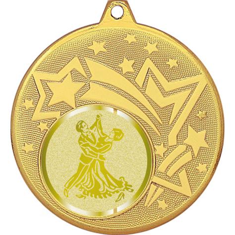 Медаль №998-1274 (Танцы, диаметр 45 мм (Медаль цвет золото плюс жетон для вклейки) Место для вставок: обратная сторона диаметр 40 мм)