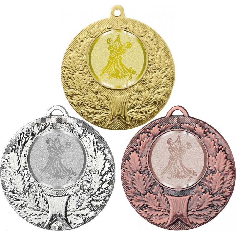 Комплект медалей №998-192 (Танцы, диаметр 50 мм (Три медали плюс три жетона для вклейки) Место для вставок: обратная сторона диаметр 45 мм)