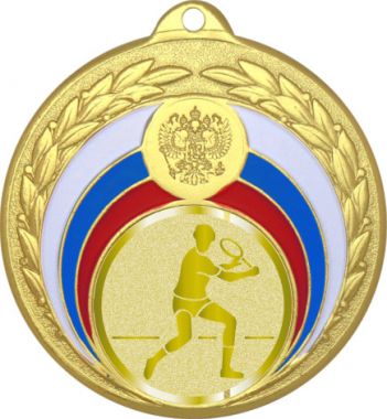 Медаль №999-196 (Большой теннис, диаметр 50 мм (Медаль цвет золото плюс жетон для вклейки) Место для вставок: обратная сторона диаметр 45 мм)