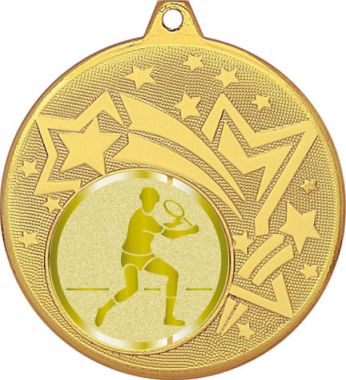 Медаль №999-27 (Большой теннис, диаметр 45 мм (Медаль цвет золото плюс жетон для вклейки) Место для вставок: обратная сторона диаметр 39 мм)