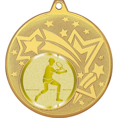 Медаль №999-1274 (Большой теннис, диаметр 45 мм (Медаль цвет золото плюс жетон для вклейки) Место для вставок: обратная сторона диаметр 40 мм)