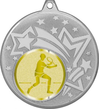 Медаль №999-27 (Большой теннис, диаметр 45 мм (Медаль цвет серебро плюс жетон для вклейки) Место для вставок: обратная сторона диаметр 39 мм)