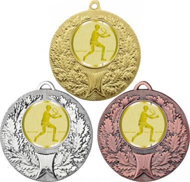 Комплект медалей №999-192 (Большой теннис, диаметр 50 мм (Три медали плюс три жетона для вклейки) Место для вставок: обратная сторона диаметр 45 мм)